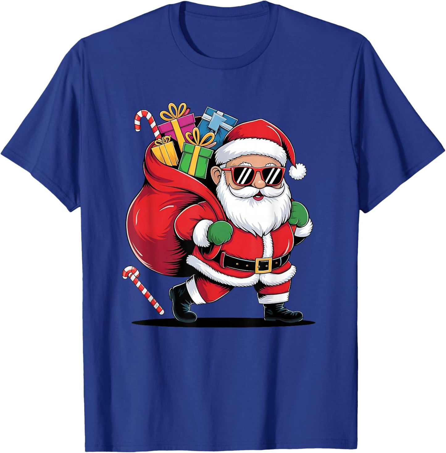 Festive Santa Claus with a cool mood for Christmas and New Year , Black, S T-Shirt - T-Shirt | Royal