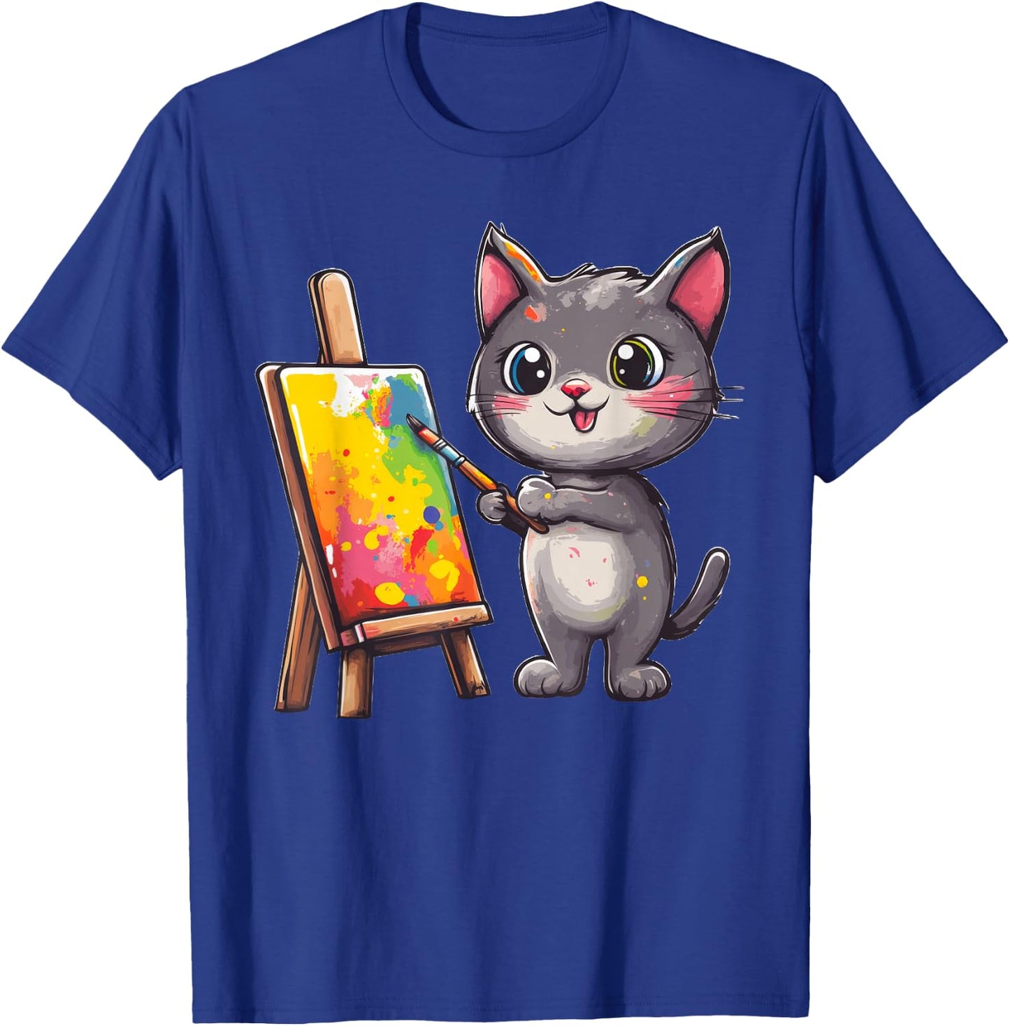 Cat Kitten Painting Art Artist T-Shirt - T-Shirt | Royal