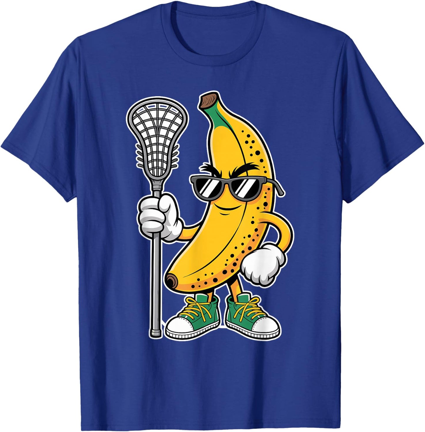 Banana Playing Lacrosse Funny Sports Design Boys Girls Kids T-Shirt - T-Shirt | Royal