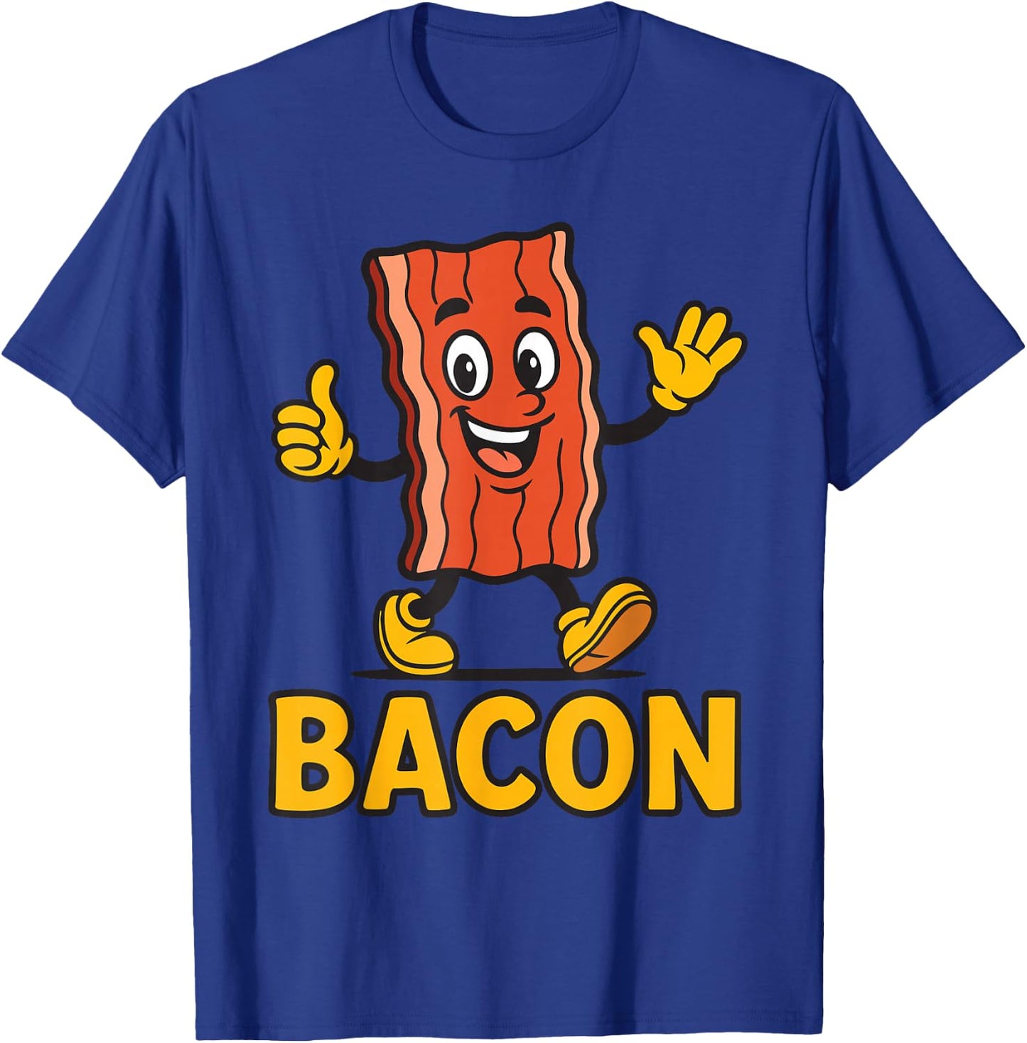 Funny Cute Bacon Mascot Breakfast Lover Morning Meal T-Shirt - T-Shirt | Royal
