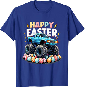 Kids Boys Happy Easter Monster Truck Funny Easter Eggs Toddler T-Shirt - T-Shirt | Royal