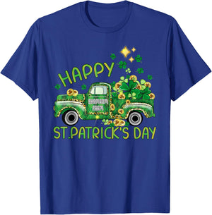St Patrick's Day Truck Happy and Lucky Samrock T-Shirt - T-Shirt | Royal