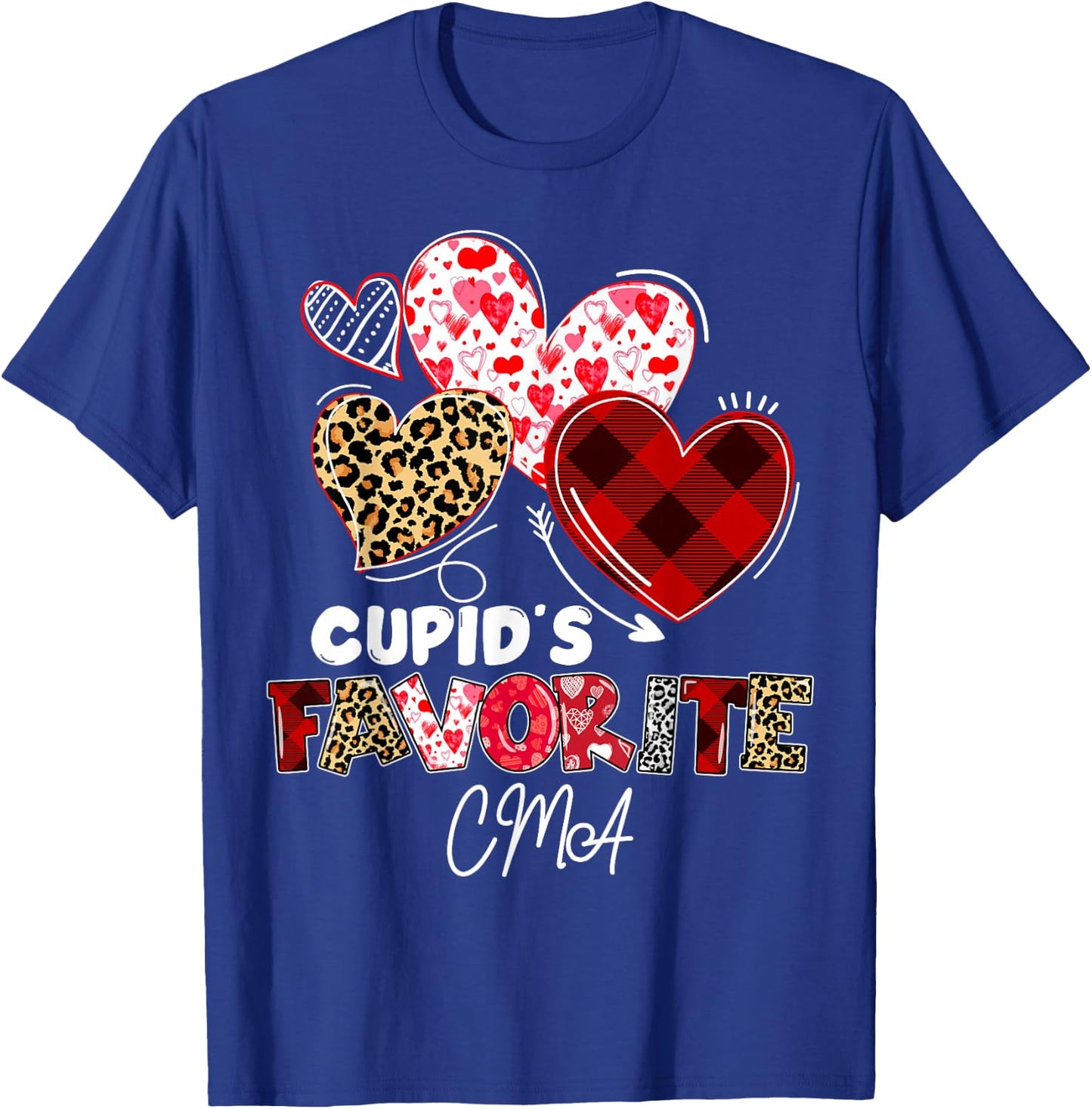Cupid's Favorite CMA Nurse Valentine Buffalo Plaid T-Shirt - T-Shirt | Royal