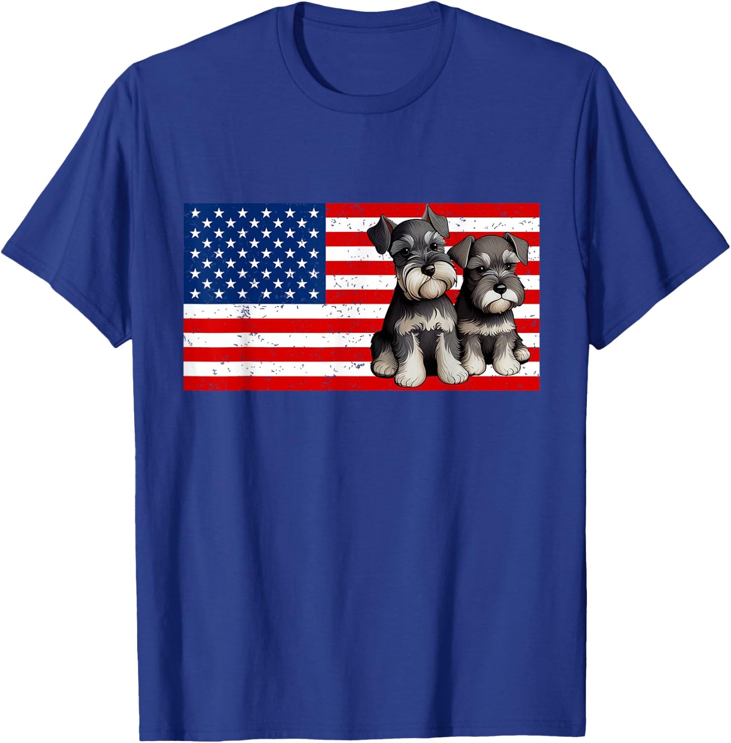 Patriotic Miniature Schnauzer 4th of July USA American Flag T-Shirt - T-Shirt | Royal