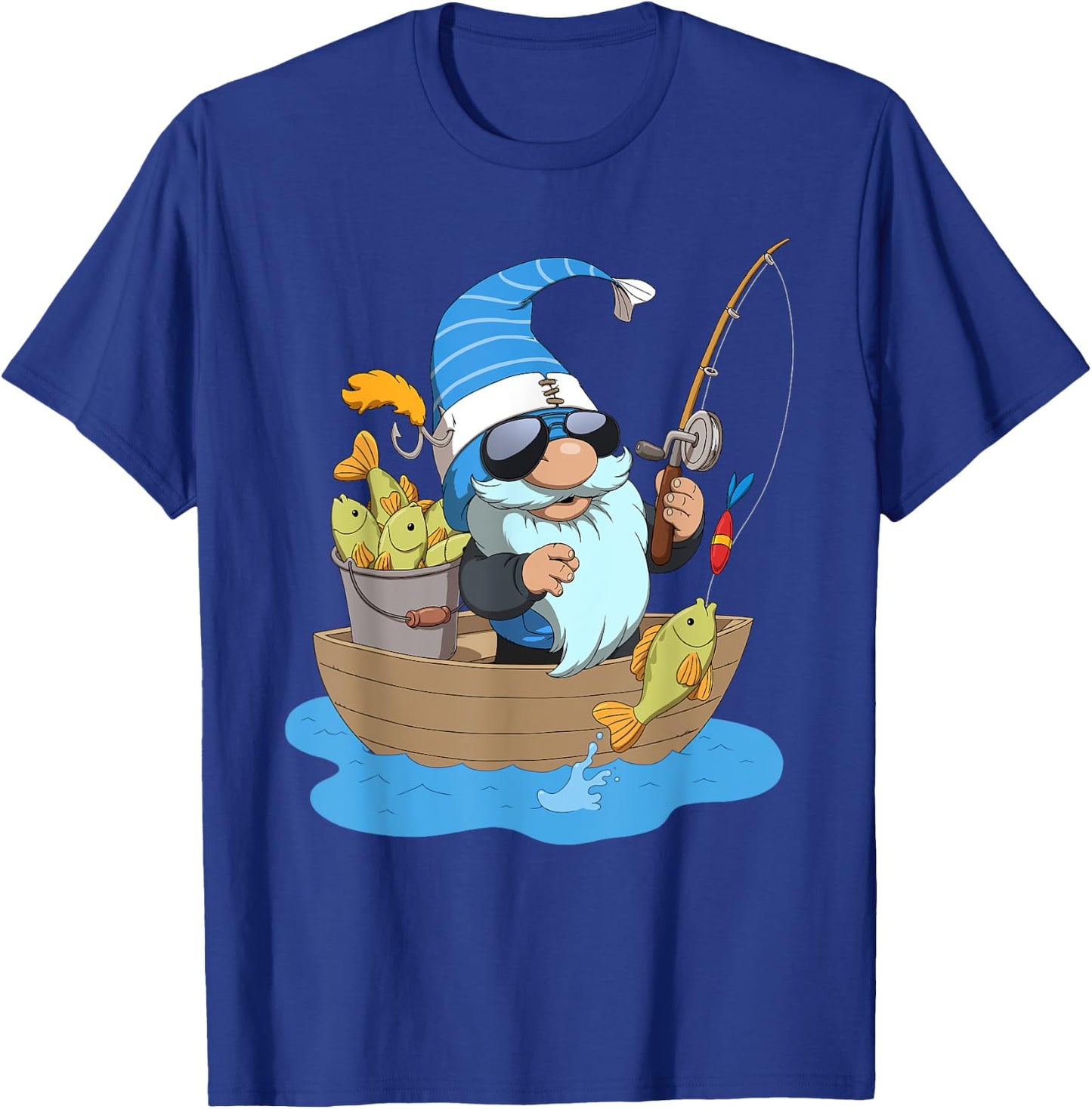 Fisherman Gnome Fishing T-Shirt - T-Shirt | Royal