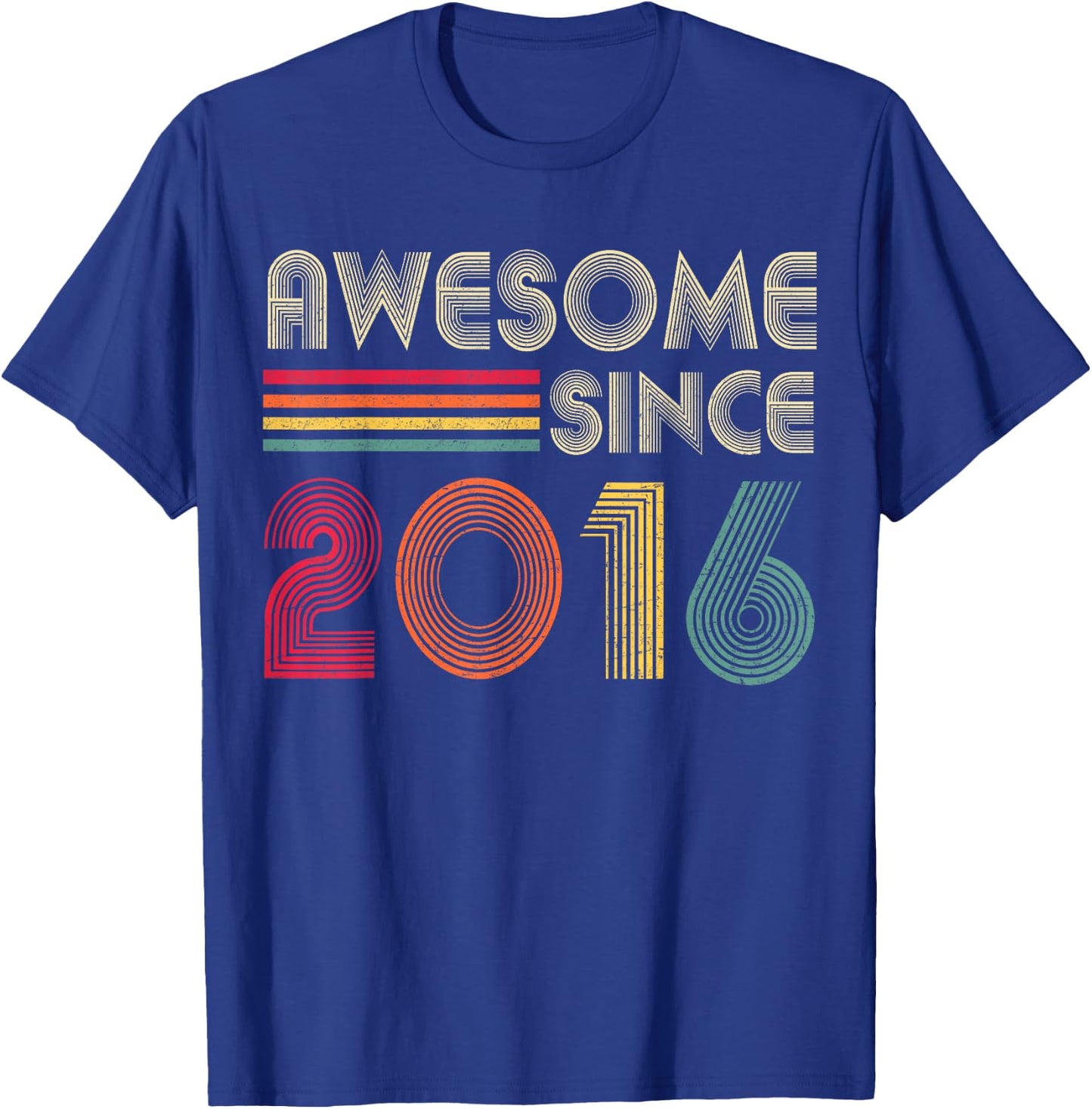 Awesome Since 2016 6th Birthday Retro T-Shirt - T-Shirt | Royal