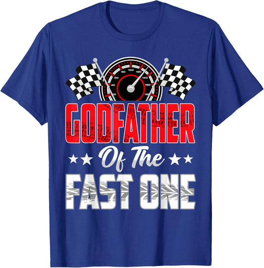 Godfather of The Fast One Birthday 1st Race Car Family T-Shirt - T-Shirt | Royal