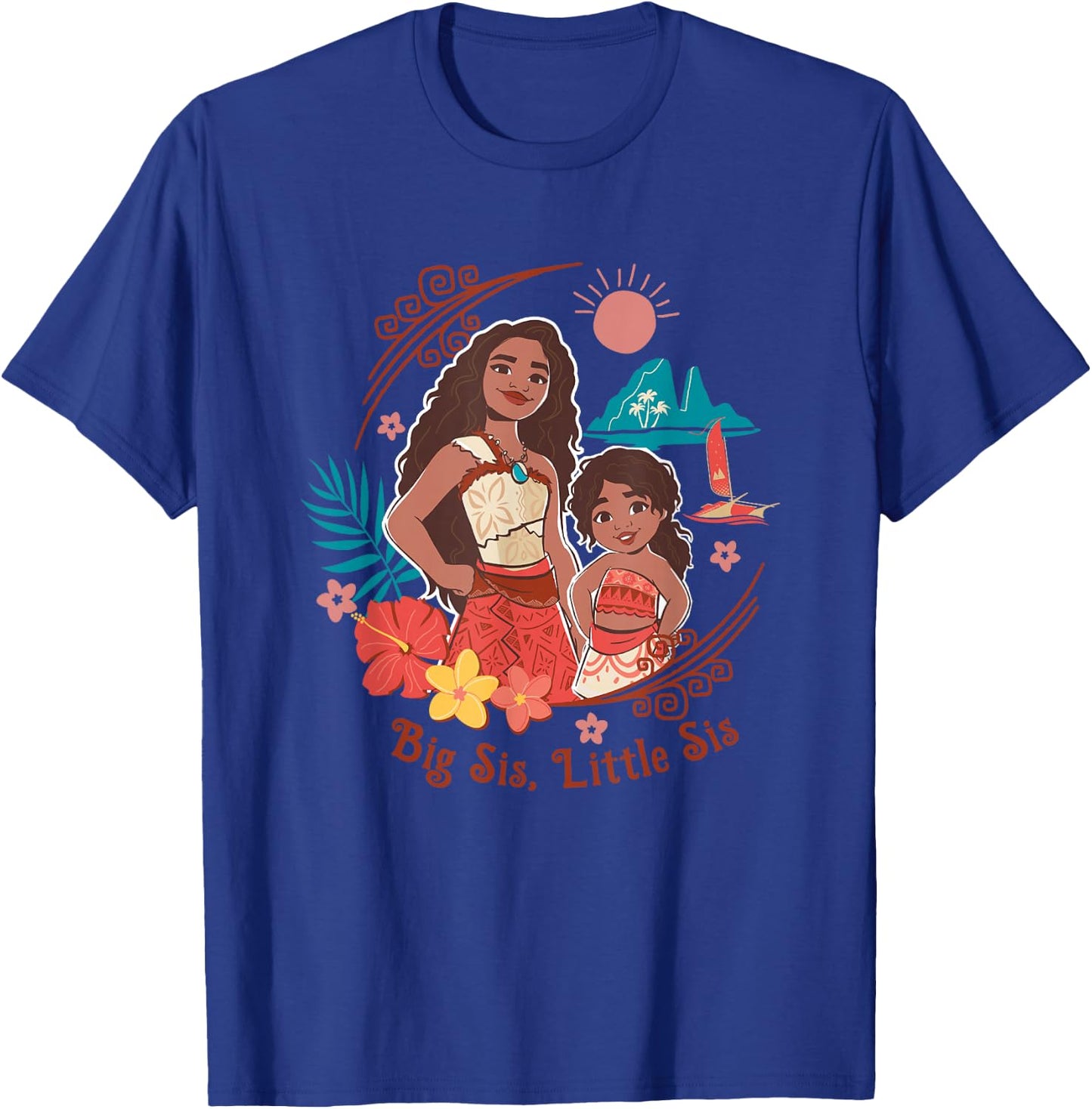 Disney Moana 2 Big Sis Little Sis Oceania Tropical Floral T-Shirt - T-Shirt | Royal