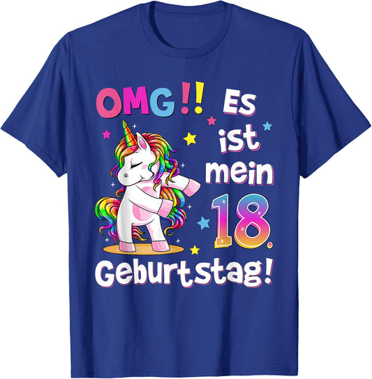 OMG It's My 18th Birthday Girls Party Outfit Unicorn , black T-Shirt - T-Shirt | Royal