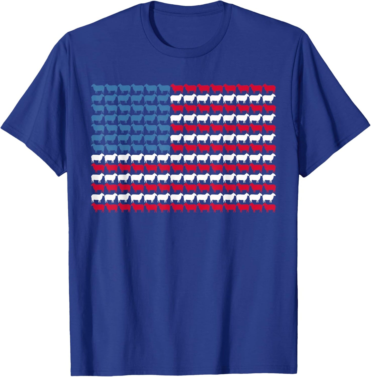 Sheep American Flag Design Sheep 4th Of July T-Shirt - T-Shirt | Royal