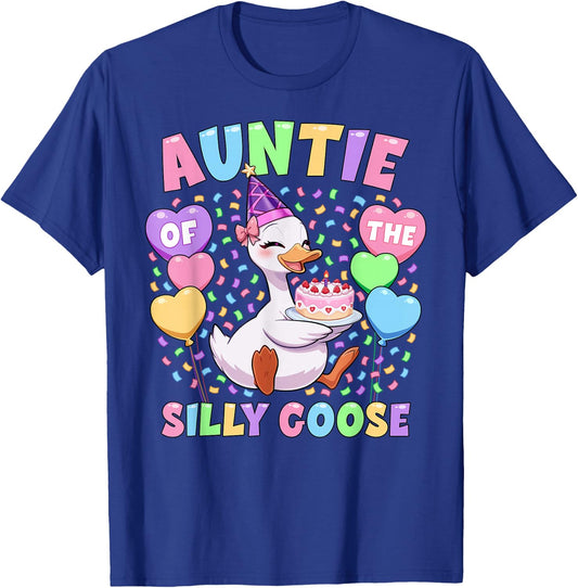 Auntie of The Silly Goose First Birthday Matching Family T-Shirt - T-Shirt | Royal