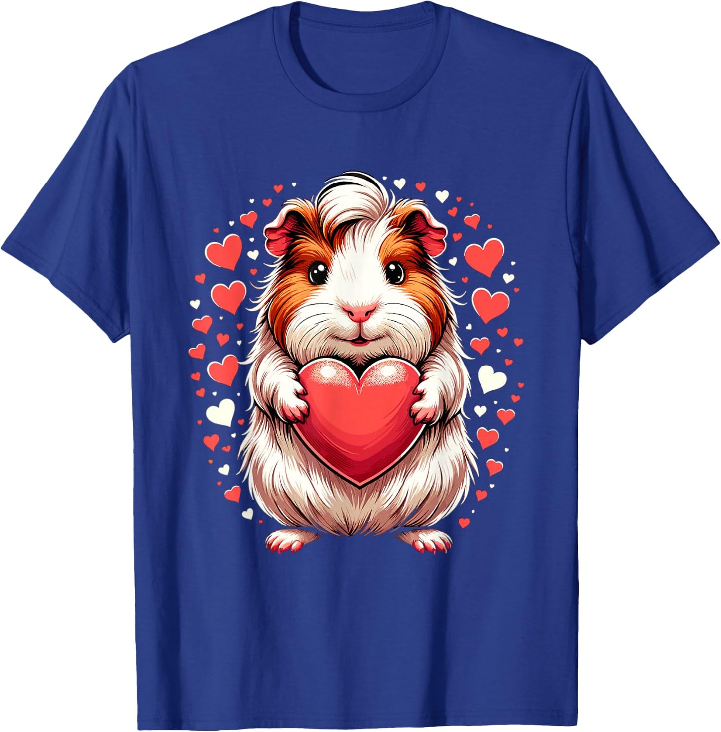 Guinea Pig Holding Heart Valentine's Day Cute Valentine T-Shirt - T-Shirt | Royal