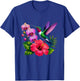 Hummingbird with Hibiscus and Orchid Flowers T-Shirt - T-Shirt | Royal