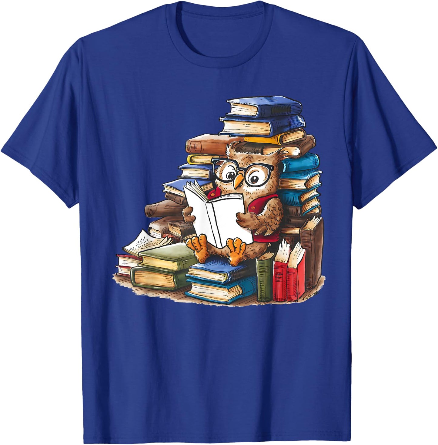 Owl Reading Book Animal Read Librarian Across America Kids T-Shirt - T-Shirt | Royal