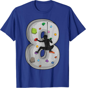 8 Years Old Climbing 8th Birthday Adventure Climbing , black, s T-Shirt - T-Shirt | Royal
