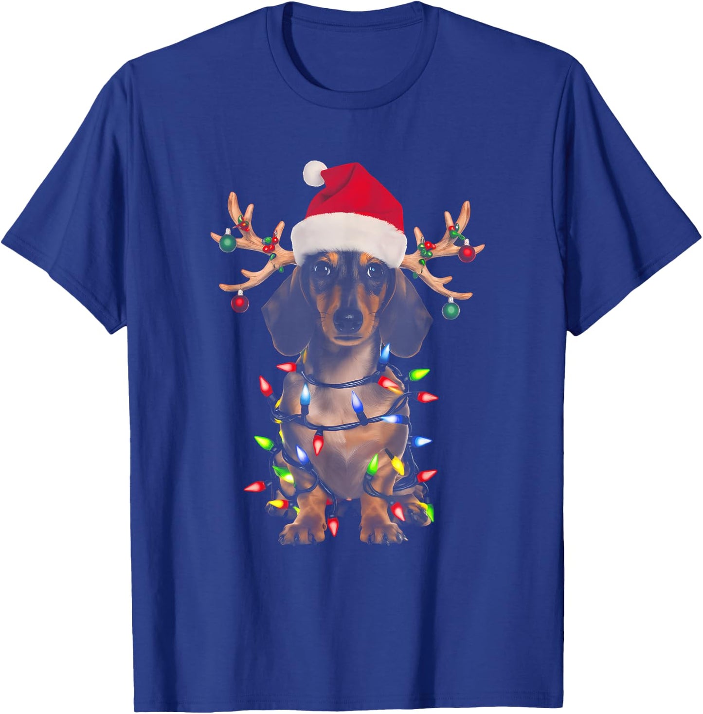 Dachshund Christmas Tree Shirt Dachshund Santa Hat Lover T-Shirt - T-Shirt | Royal