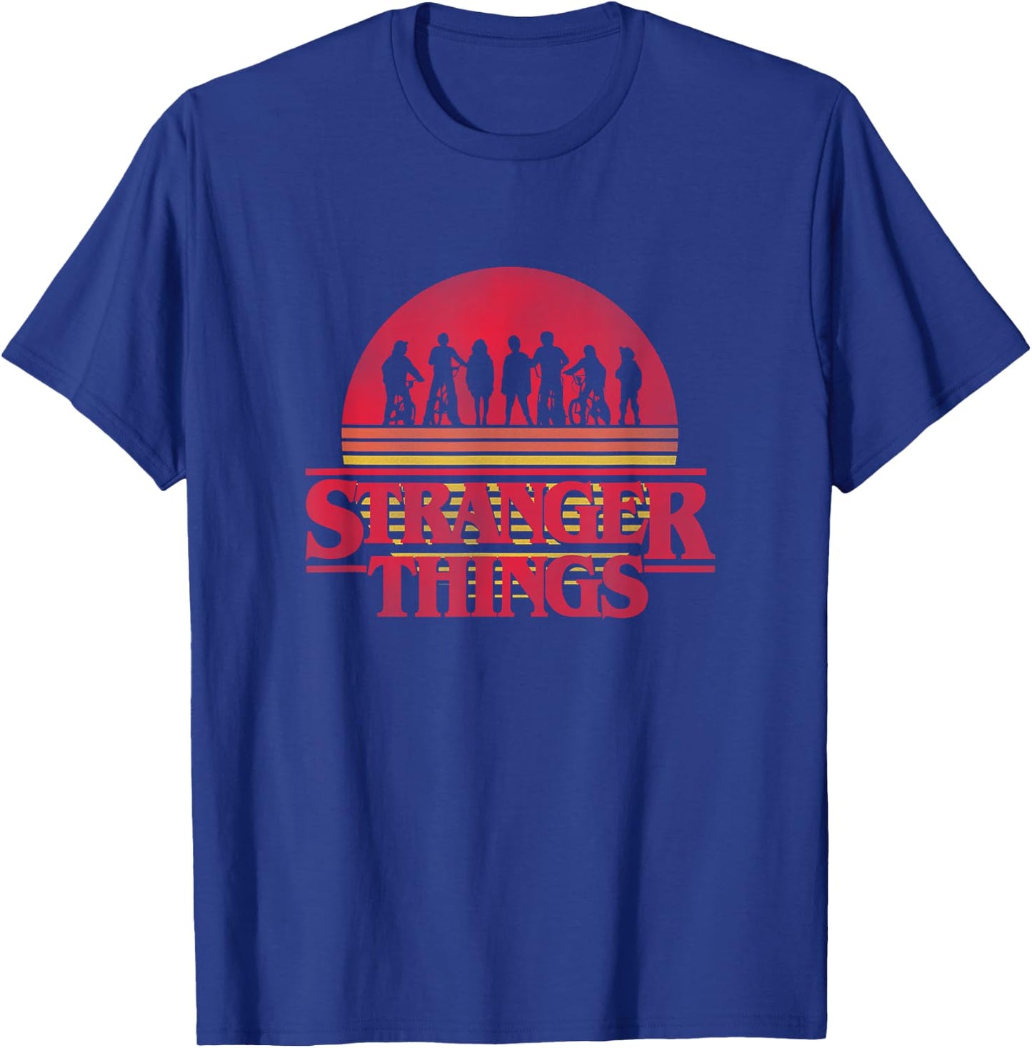 Stranger Things The Party Group Silhouettes Vintage Poster T-Shirt - T-Shirt | Royal