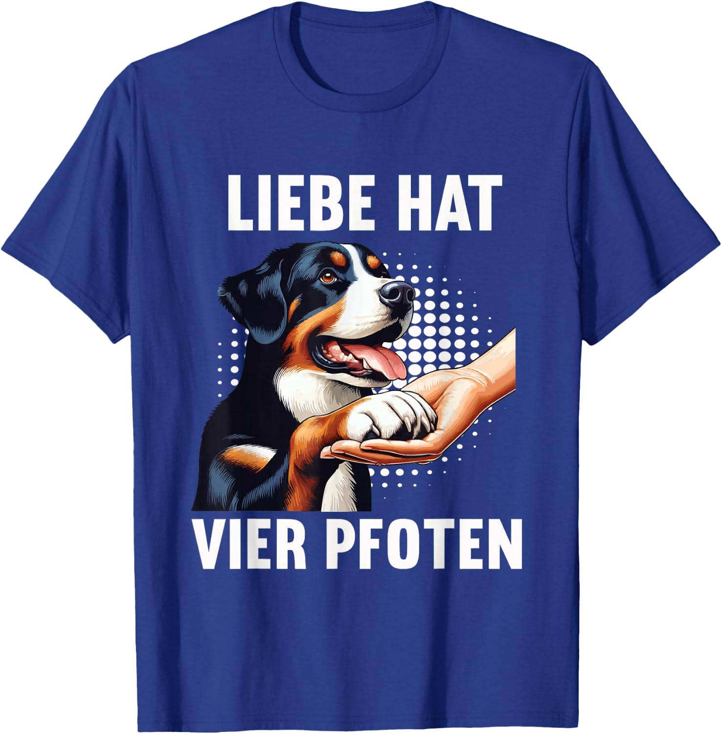 with German Text "Liebe hat Vier Pfoten" Appenzeller Mountain Dog, black T-Shirt - T-Shirt | Royal