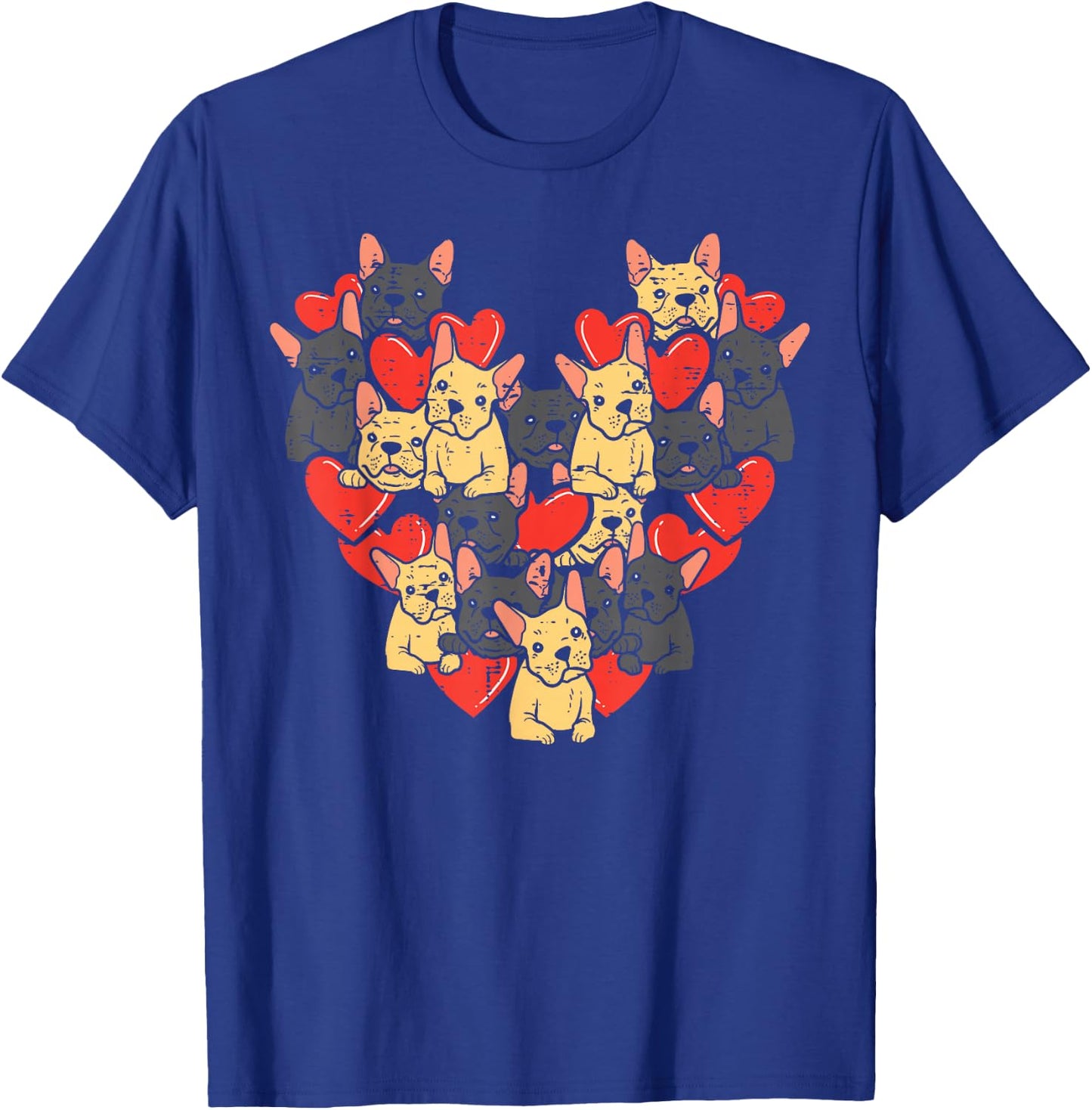French Bulldogs Hearts Cute Valentines Day Frenchie Dog T-Shirt - T-Shirt | Royal