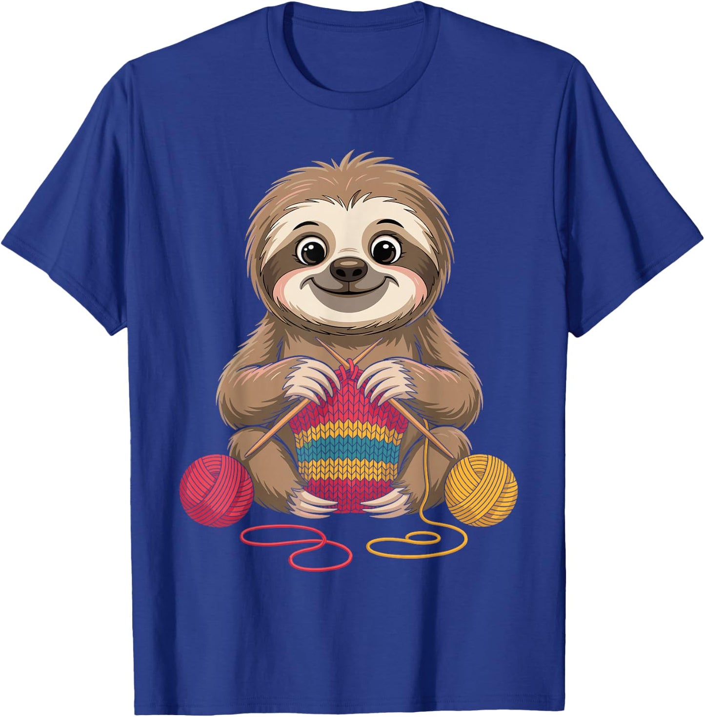 Sloth Knitting Funny T-Shirt - T-Shirt | Royal
