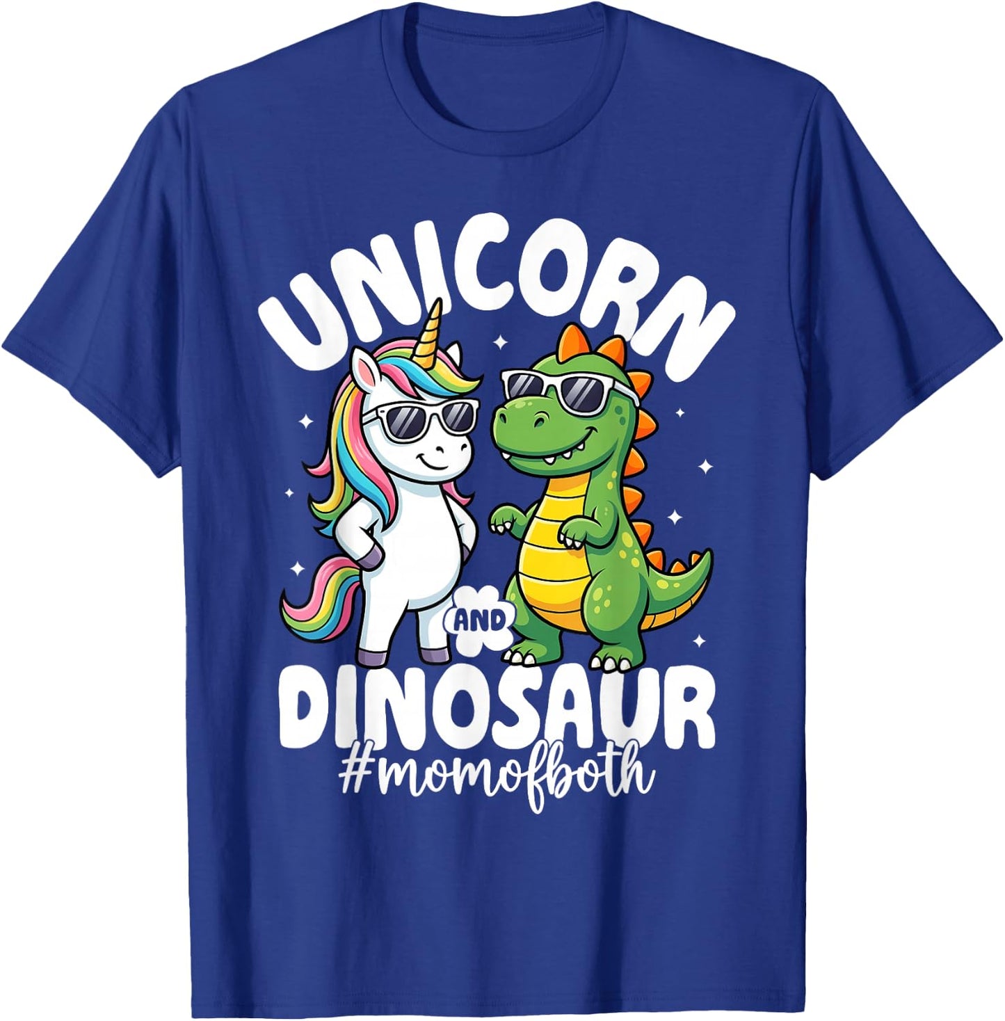 Unicorn and Dinosaur Theme Kids Birthday Mom T-Shirt - T-Shirt | Royal