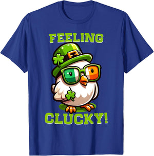 Feeling Clucky Funny Chicken St Patrick's Day Lucky Charm T-Shirt - T-Shirt | Royal