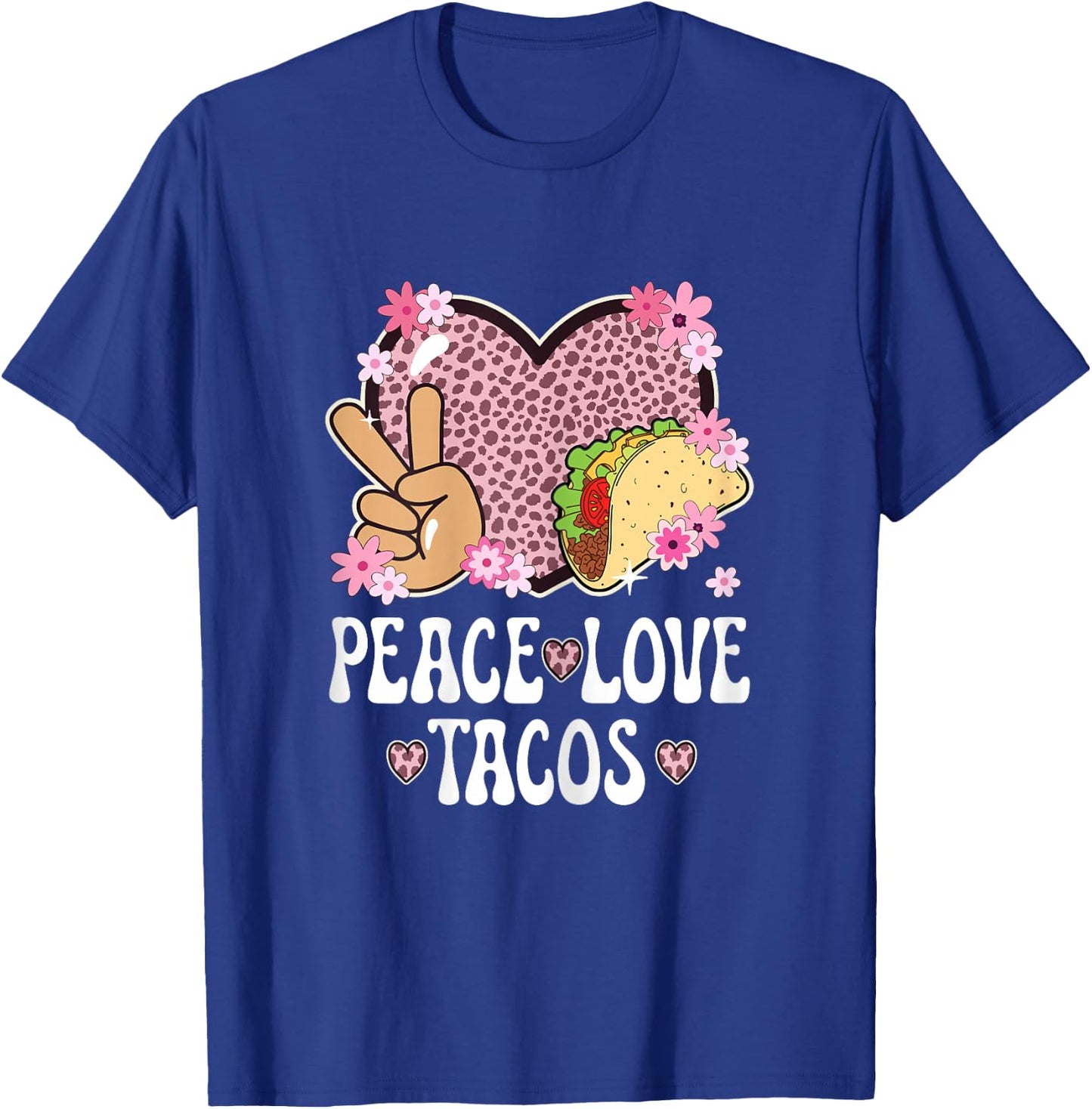 Peace Love Tacos Cheetah Print Taco Tuesday Women Taco Lover T-Shirt - T-Shirt | Royal