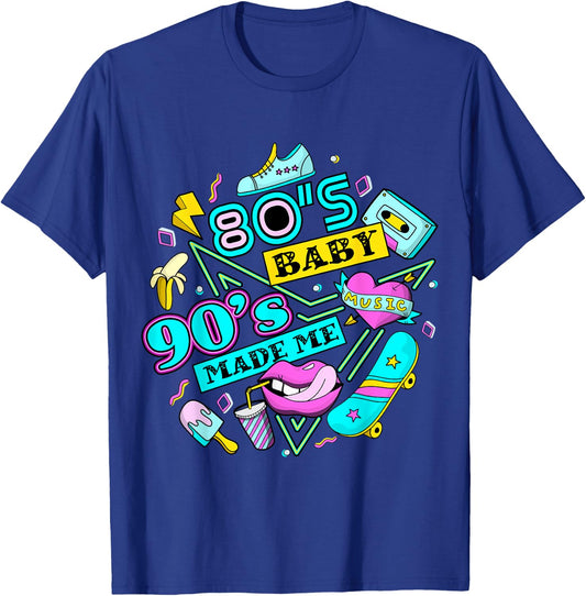 Retro 1980s 80's Baby 1990s 90's Made Me Vaporwave Nostalgia T-Shirt - T-Shirt | Royal