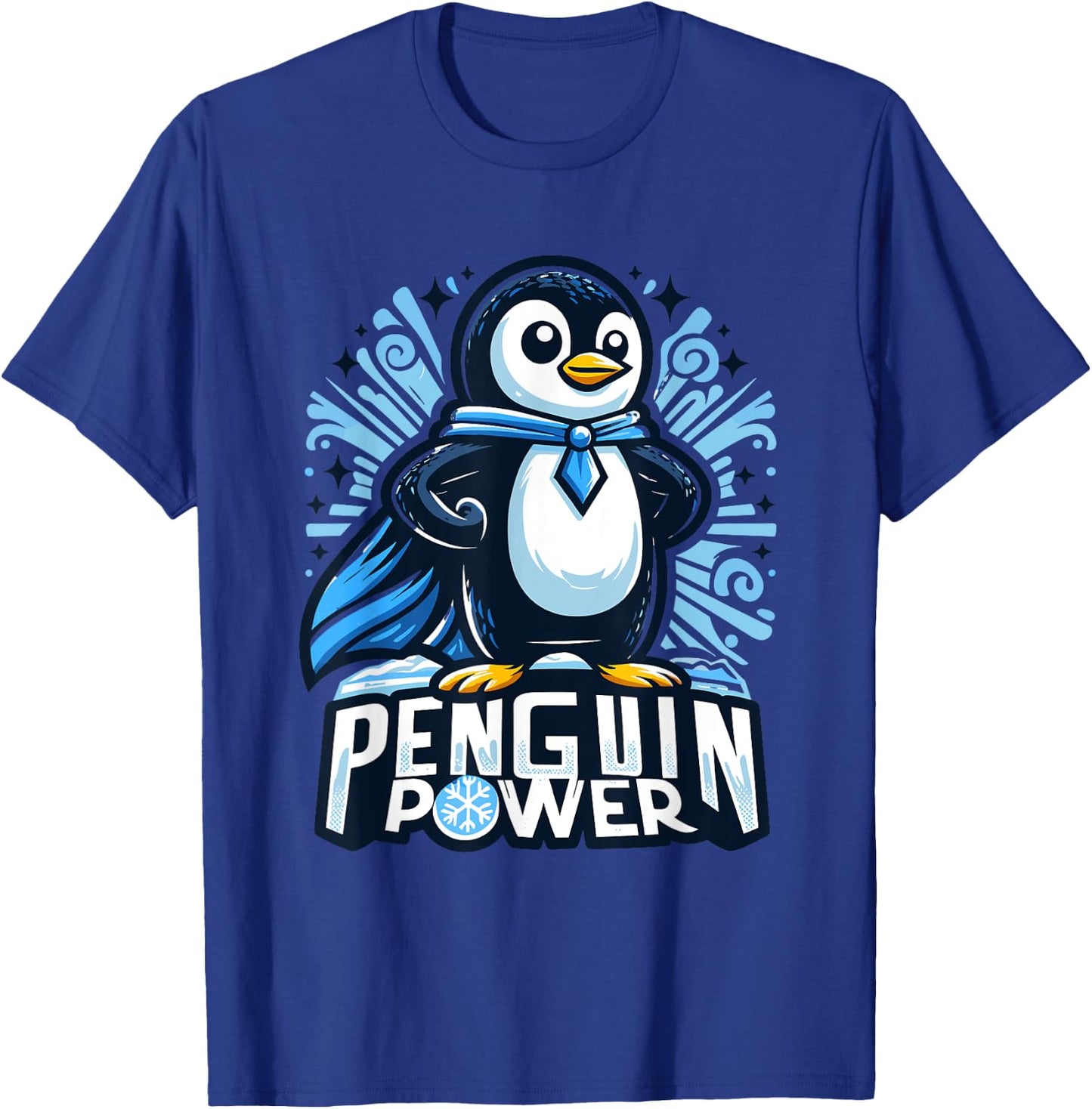 Penguin Power Super Hero - Cute Penguin Superhero T-Shirt - T-Shirt | Royal
