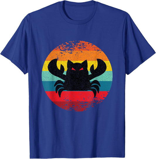 Fear the Crabcat - Funny Crab Cat Cryptid Vintage Logo - -Adults - Black - Small - Short Sleeve - Classic Fit - Cotton Blend T-Shirt - T-Shirt | Royal