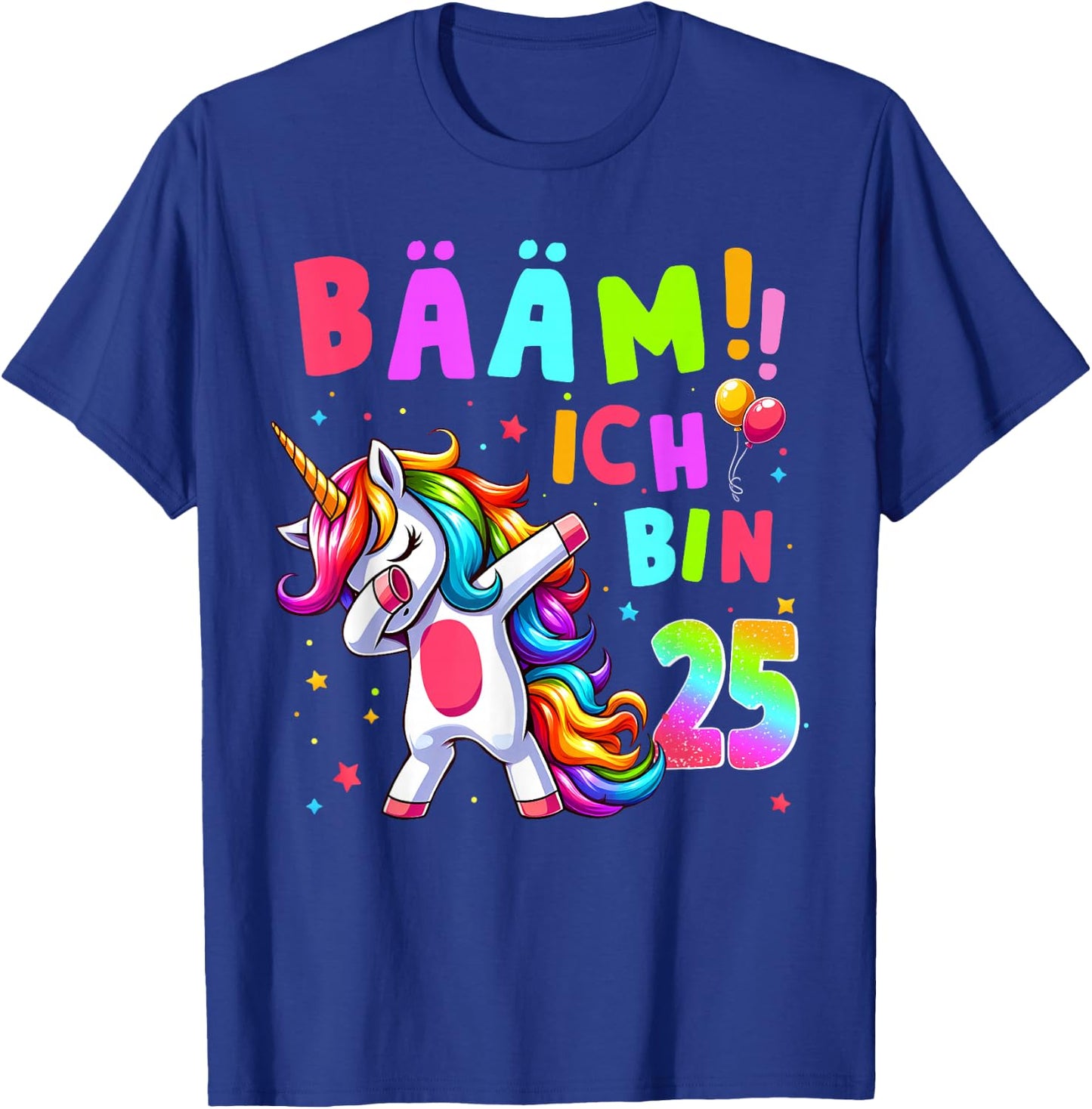 25th Birthday Girl 25 Years Dancing Funny Unicorn T-Shirt - T-Shirt | Royal