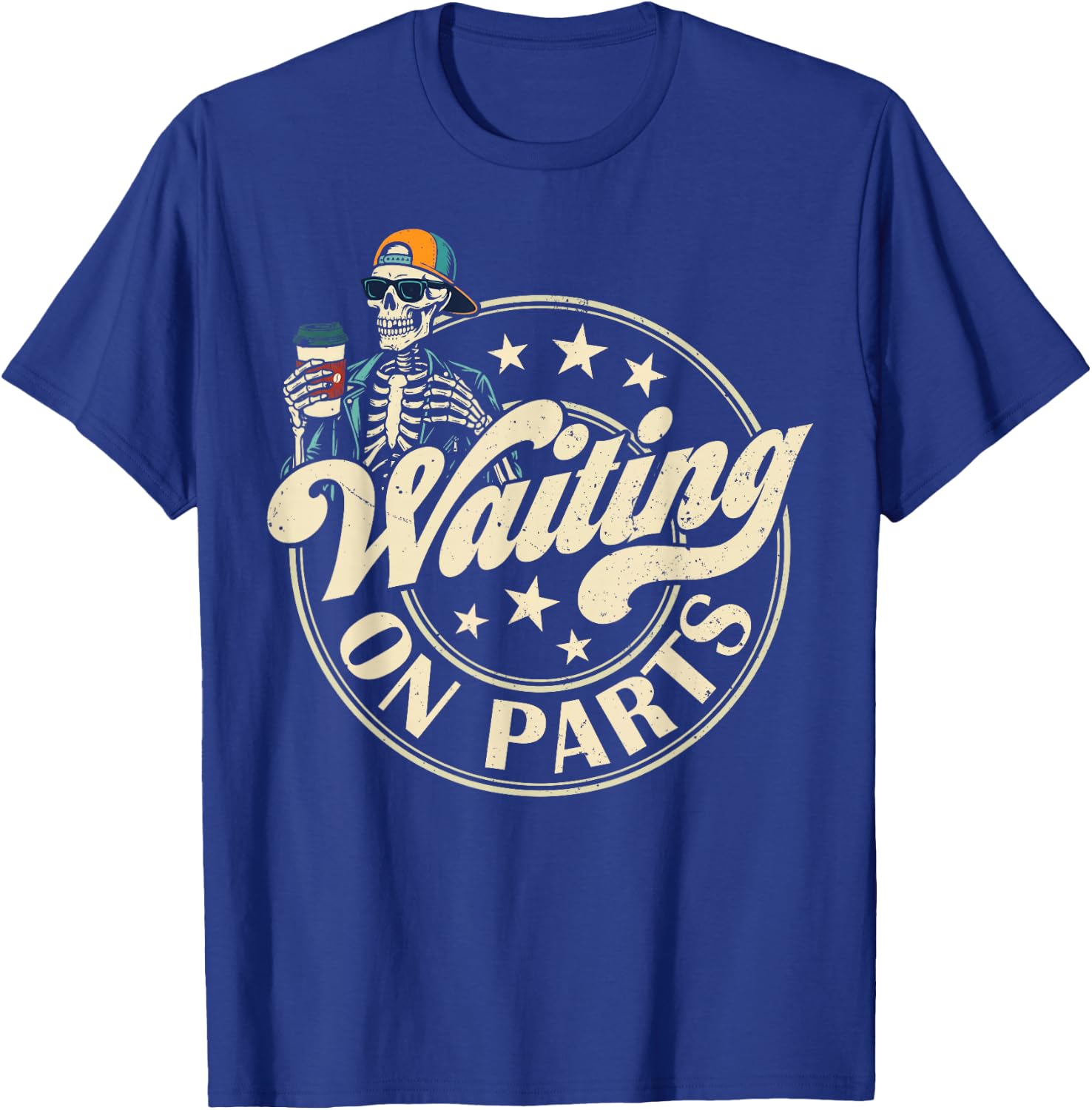 Funny Waiting On Parts Mechanic Skeleton Auto Repair Life T-Shirt - T-Shirt | Royal