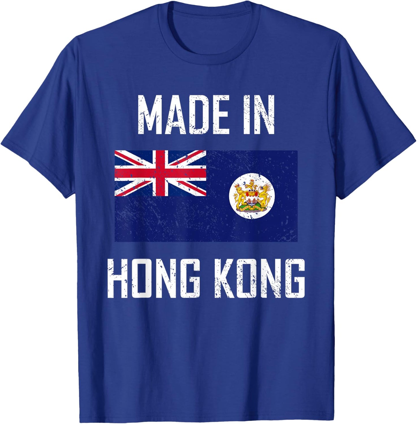 Made In Hong Kong British Colonial Flag HK Vintage T-Shirt - T-Shirt | Royal