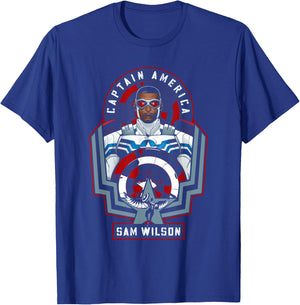 Marvel Avengers Sam Wilson Captain America Badge T-Shirt - T-Shirt | Royal
