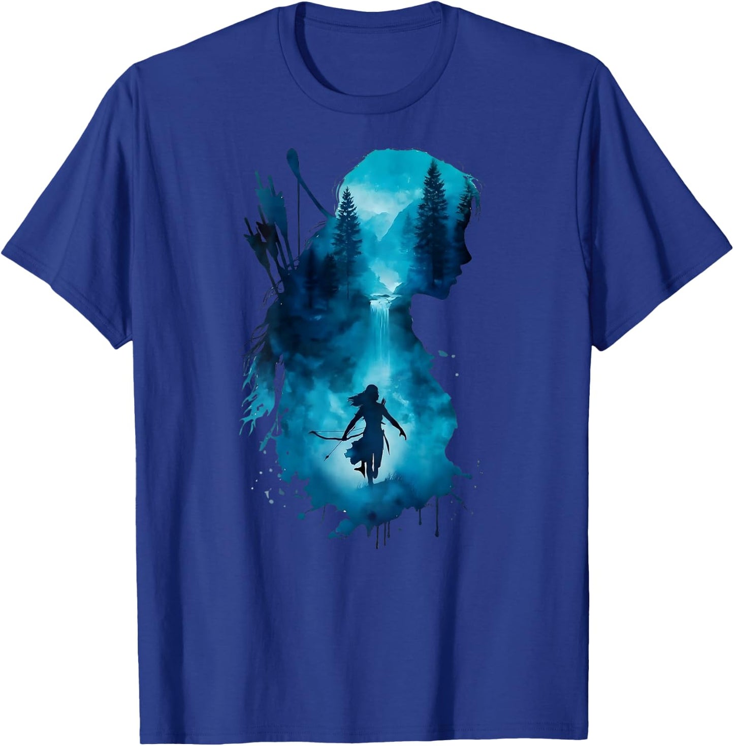 Regenbogen Frau Aquarell Wald - Bogenschießen Natur Kunst T-Shirt - T-Shirt | Royal