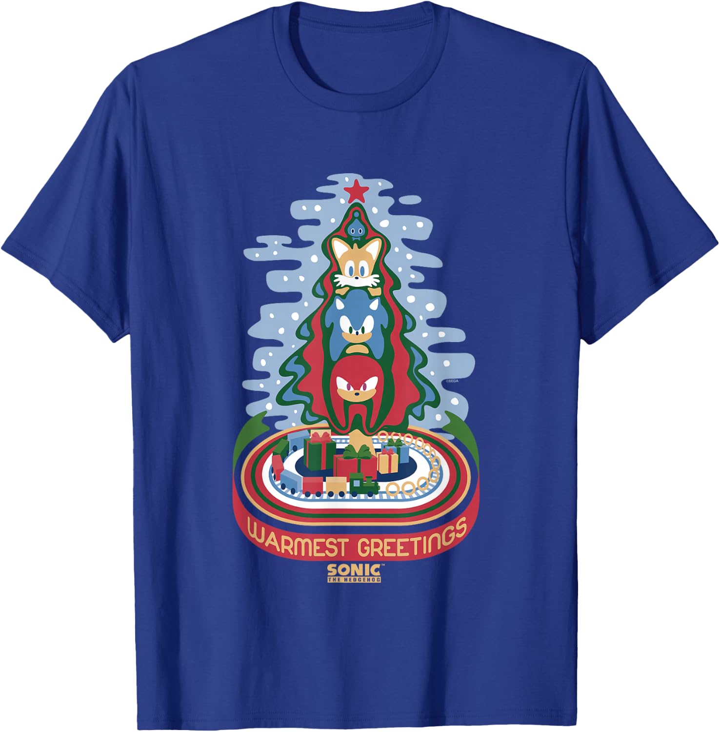Sonic The Hedgehog Christmas Warmest Greetings Vintage T-Shirt - T-Shirt | Royal
