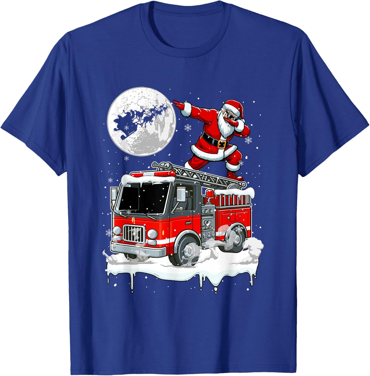 Santa Dabbing On Fire Truck Christmas Driver Lover Kids T-Shirt - T-Shirt | Royal