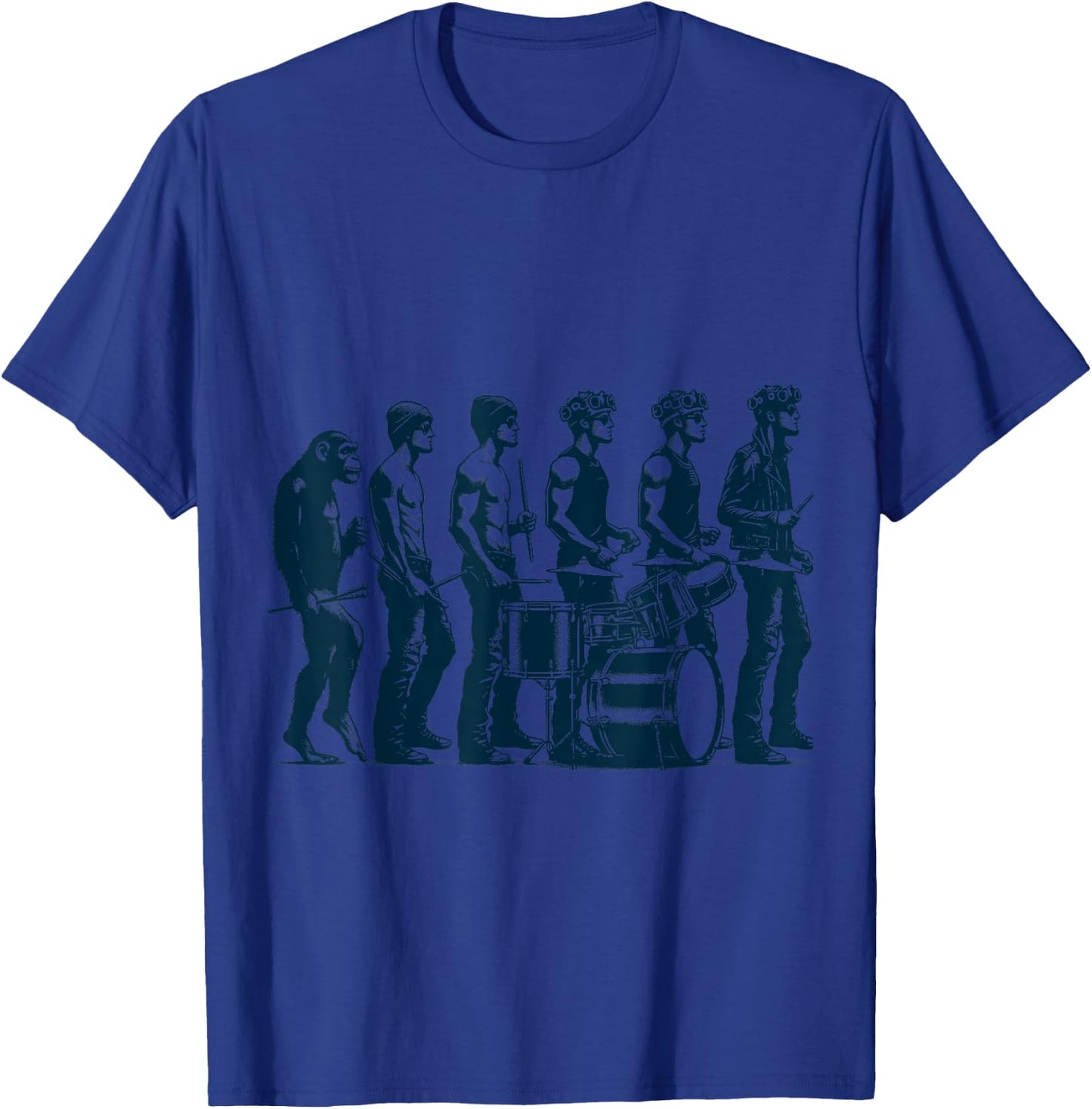 Funny Drummer Gifts Drumming Drums Evolution Of Drummer T-Shirt - T-Shirt | Royal