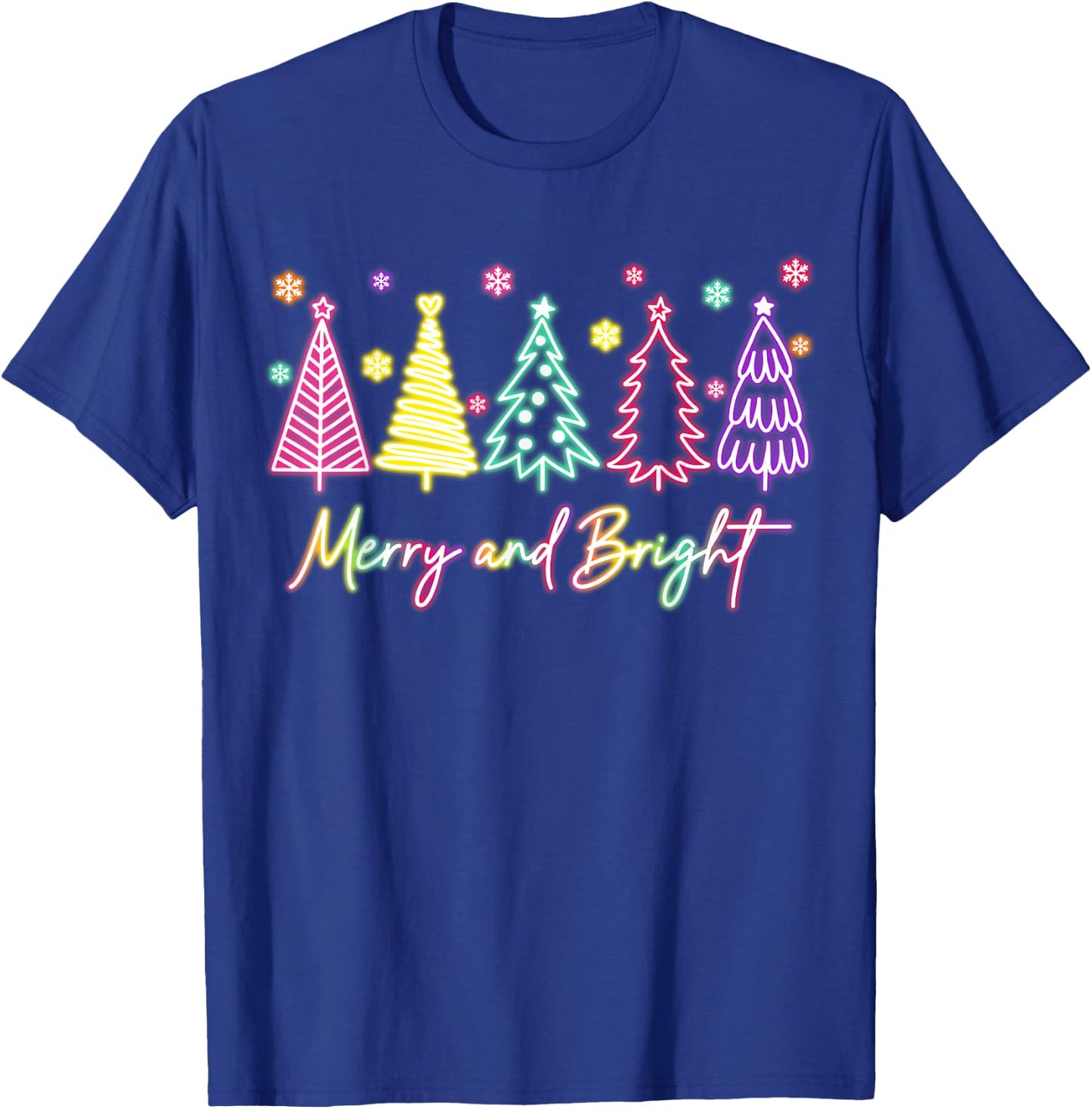 Merry Christmas Bright Christmas Tree Light Colorful Glowing T-Shirt - T-Shirt | Royal