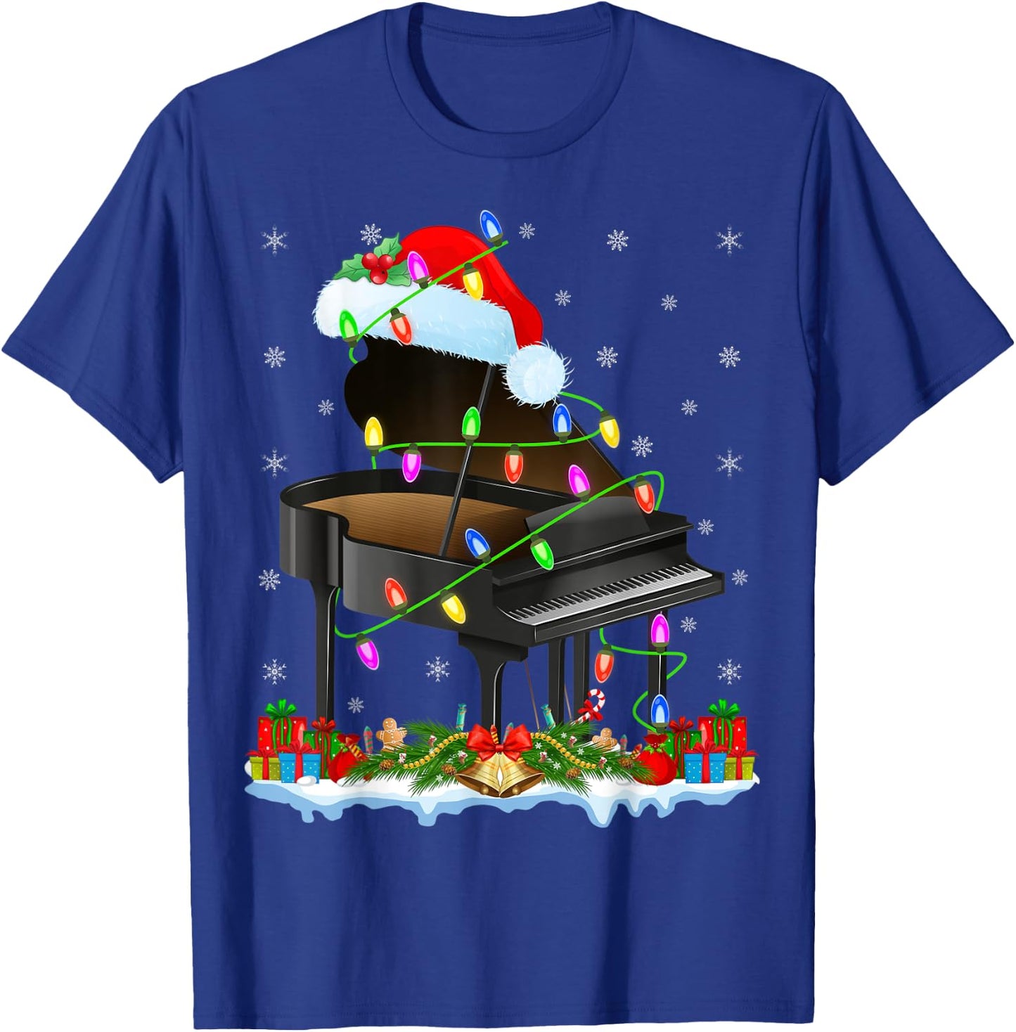 Piano Xmas Lighting Santa Piano Christmas T-Shirt - T-Shirt | Royal