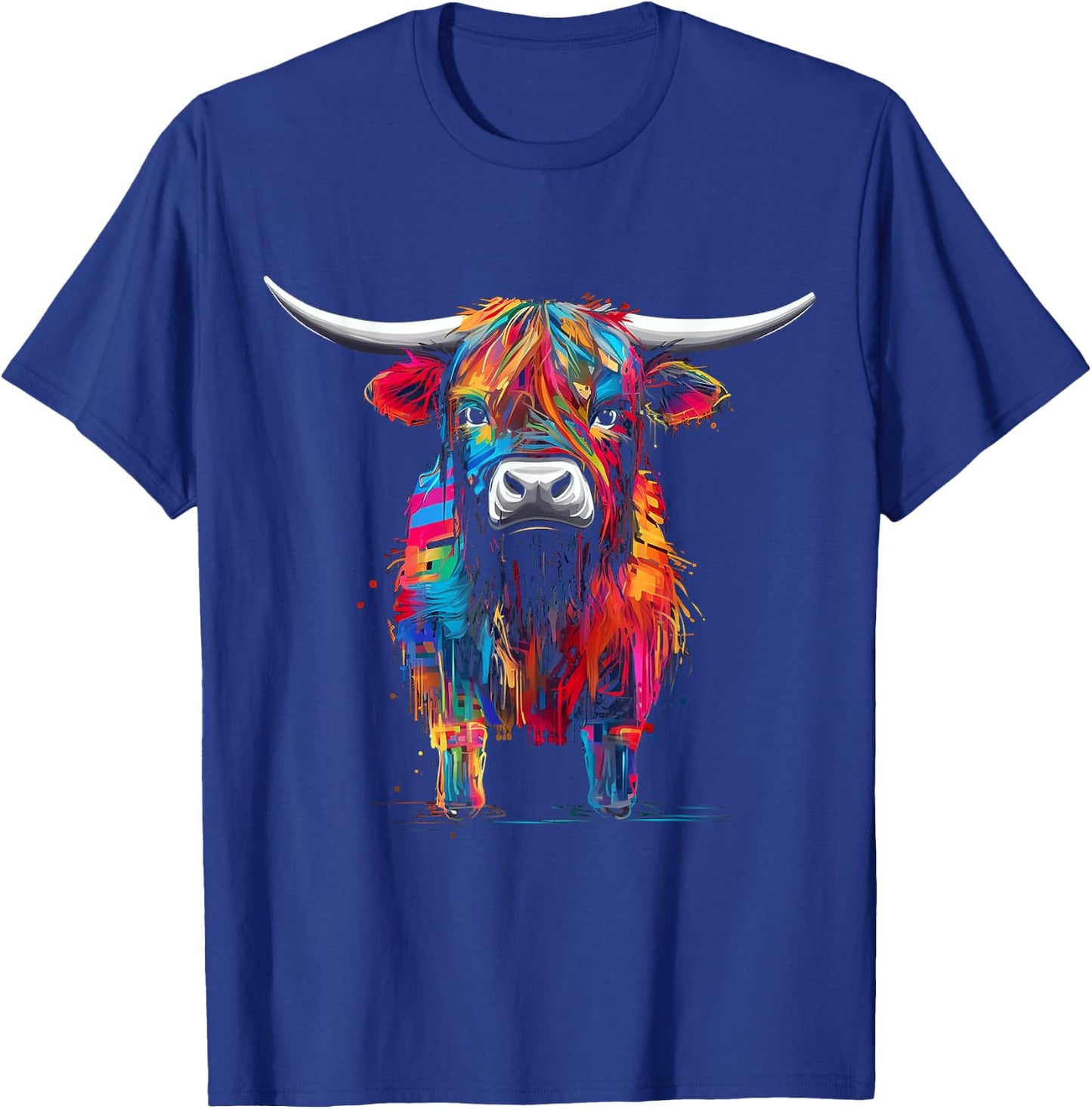 Highland Cow Abstract Art Animal Colorful Highland Cow T-Shirt - T-Shirt | Royal