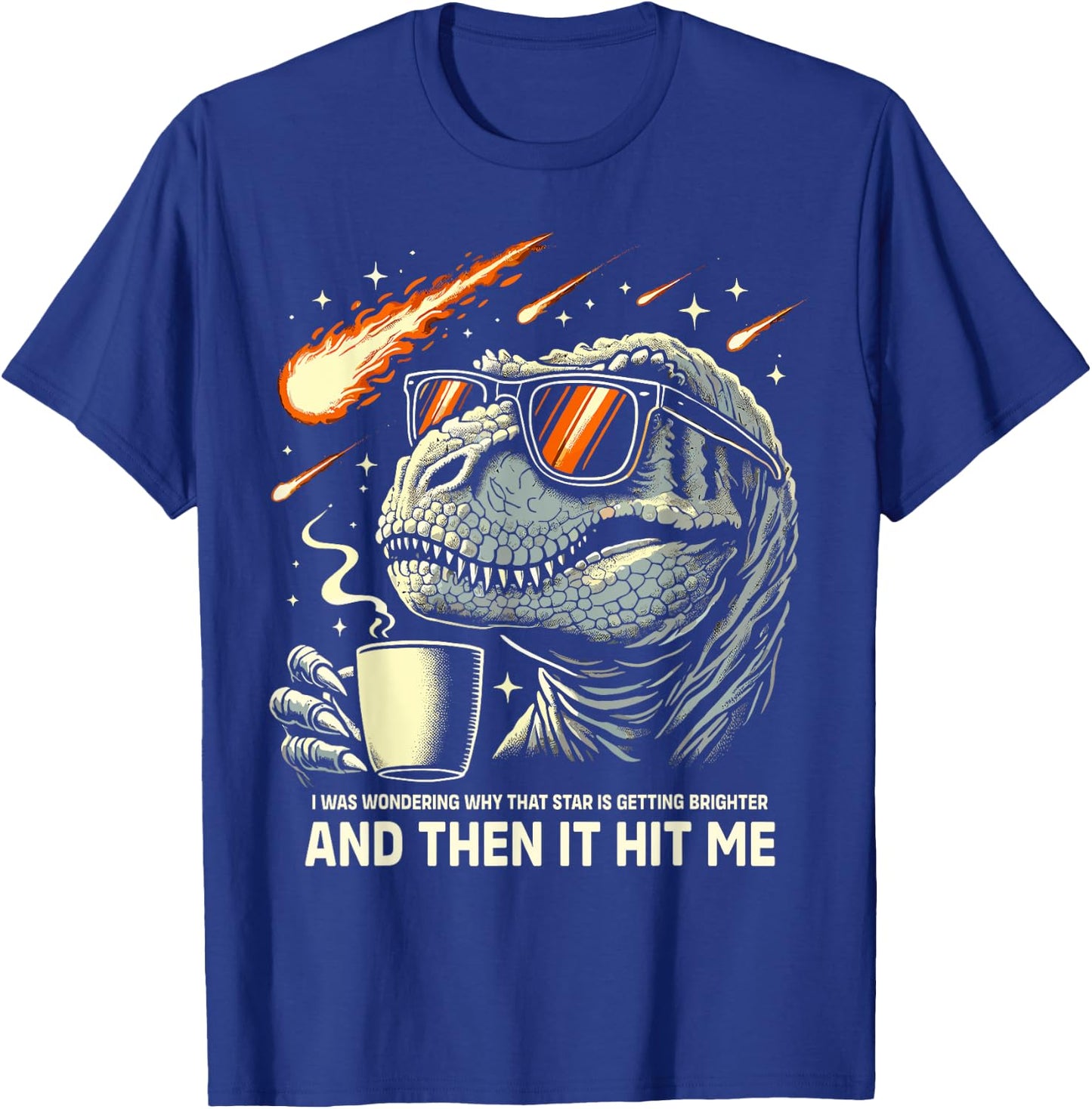 Dinosaur T-Rex Coffee Novelty Men Kids Women Funny Dinosaur T-Shirt - T-Shirt | Royal