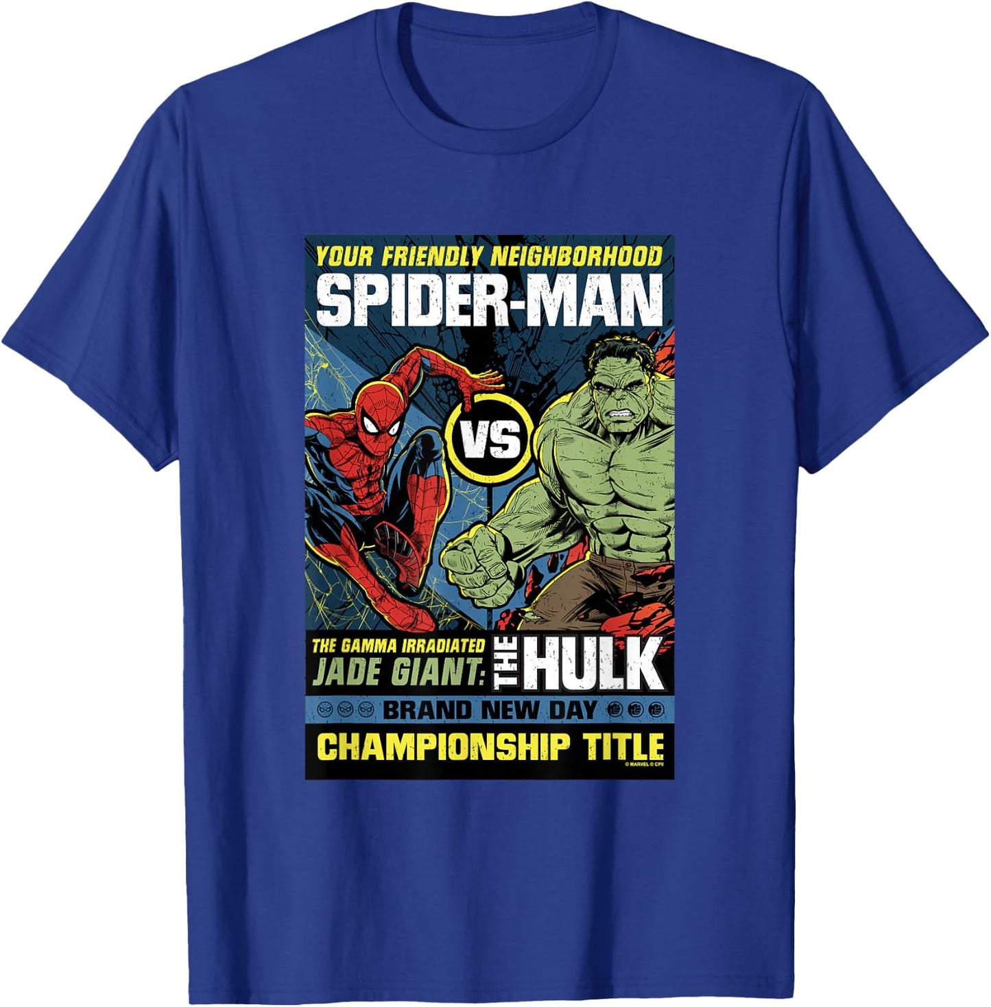 Marvel Spider-Man: New Day Spidey vs Hulk Champ Comic T-Shirt - T-Shirt | Royal