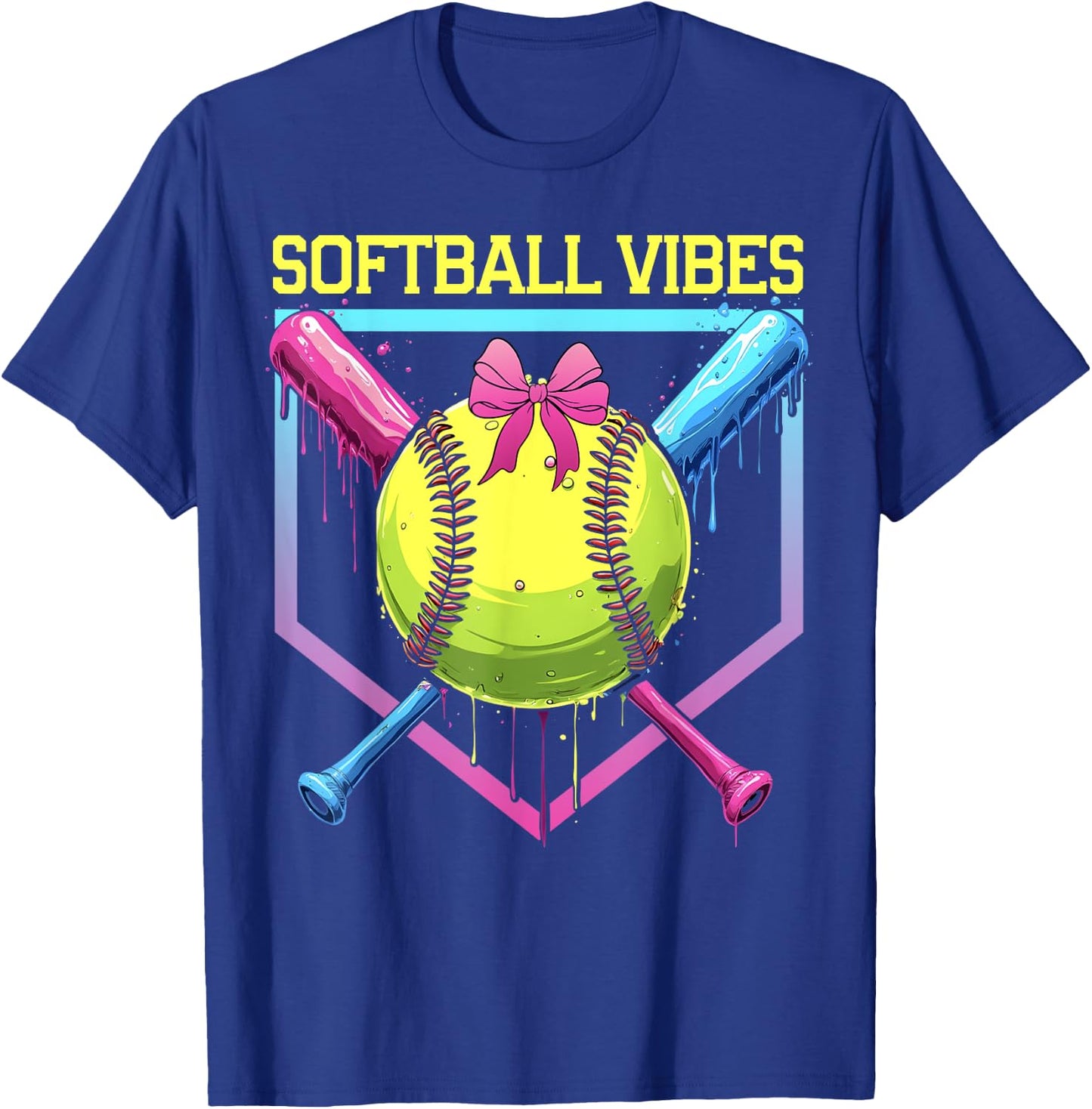 Softball Drip Softball Vibes Coquette Bow Softball Mama T-Shirt - T-Shirt | Royal