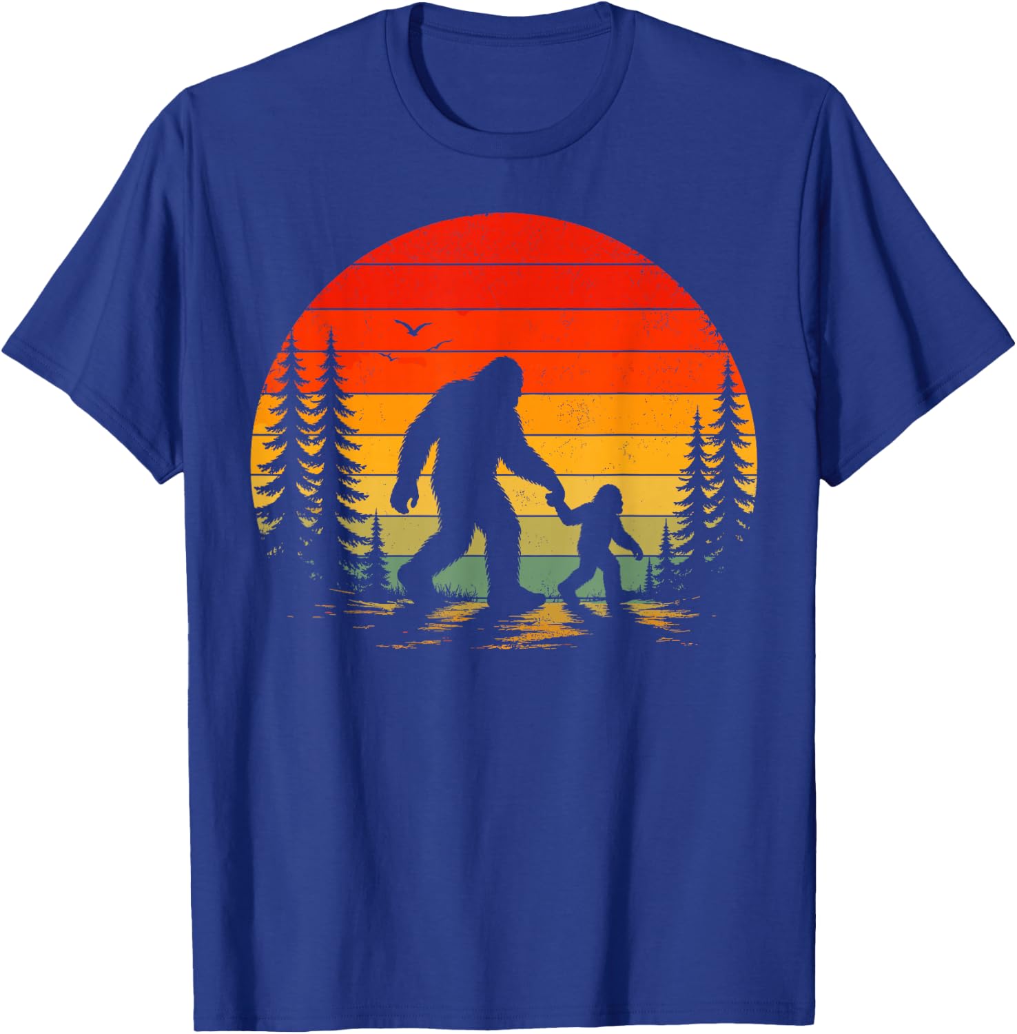 Vintage Bigfoot Dad Father and Son Matching Father's Day T-Shirt - T-Shirt | Royal