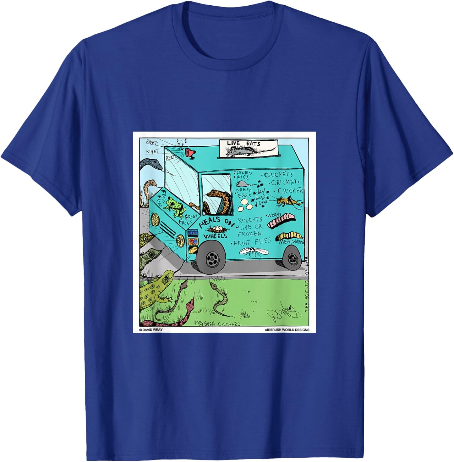 Snakes Lizards Reptile Snacks Food Truck Funny Novelty Gift T-Shirt - T-Shirt | Royal