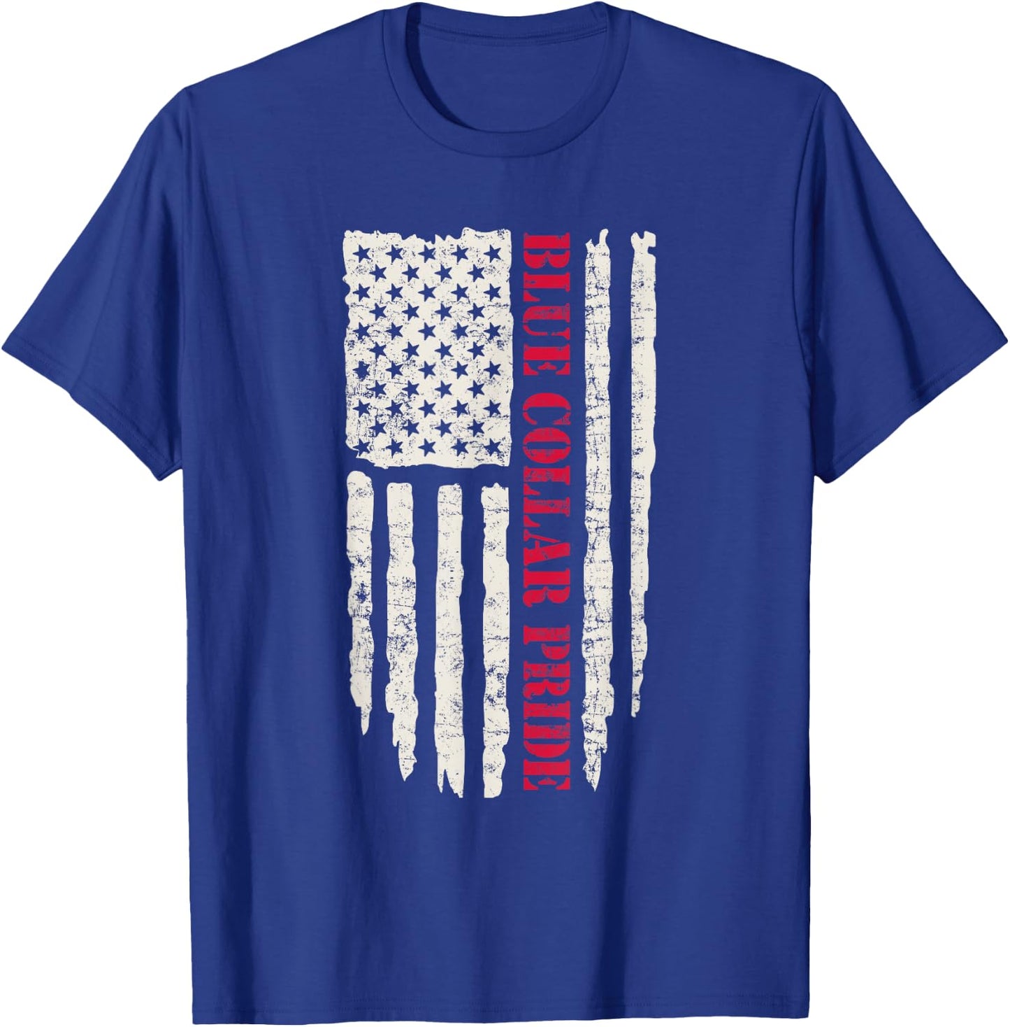 Patriotic Workman US Flag Worker Proud Blue Collar Pride T-Shirt - T-Shirt | Royal