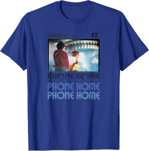 E.T. And Elliott Phone Home Spaceship Poster T-Shirt - T-Shirt | Royal