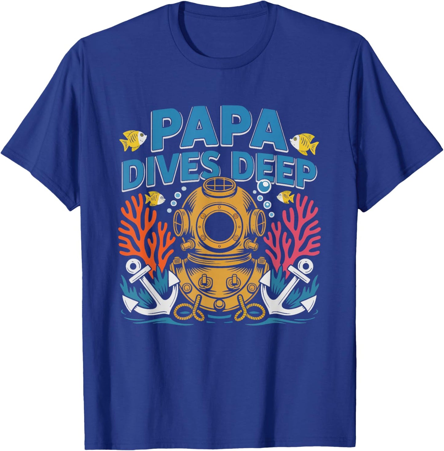 Scuba Diving Grandpa Deep Sea Papa Vintage Dive Badge Ocean T-Shirt - T-Shirt | Royal