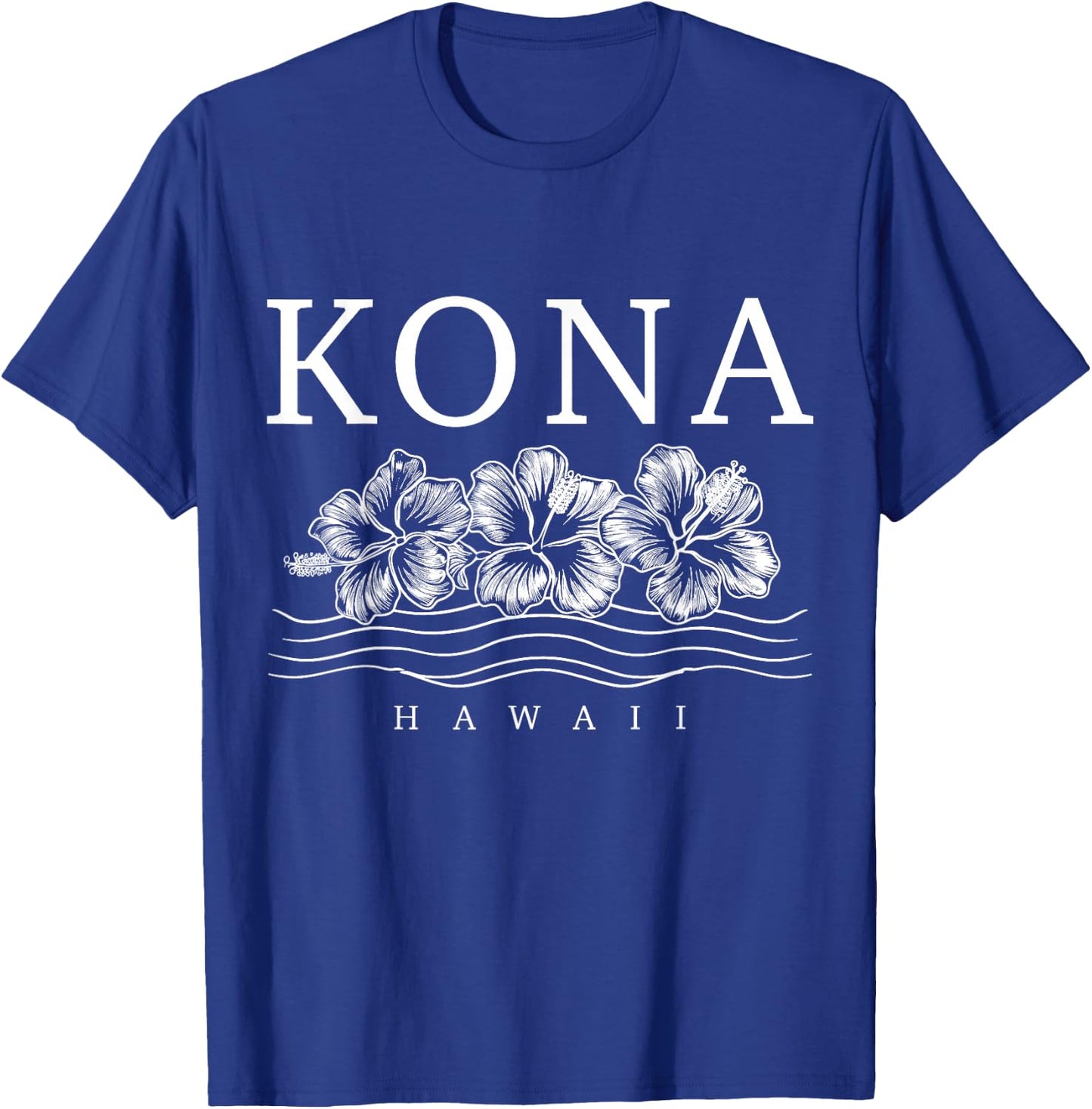 Kona Hawaii Hawaii Hawaii Hibiscus Flowers Surfer Souvenir T-Shirt - T-Shirt | Royal